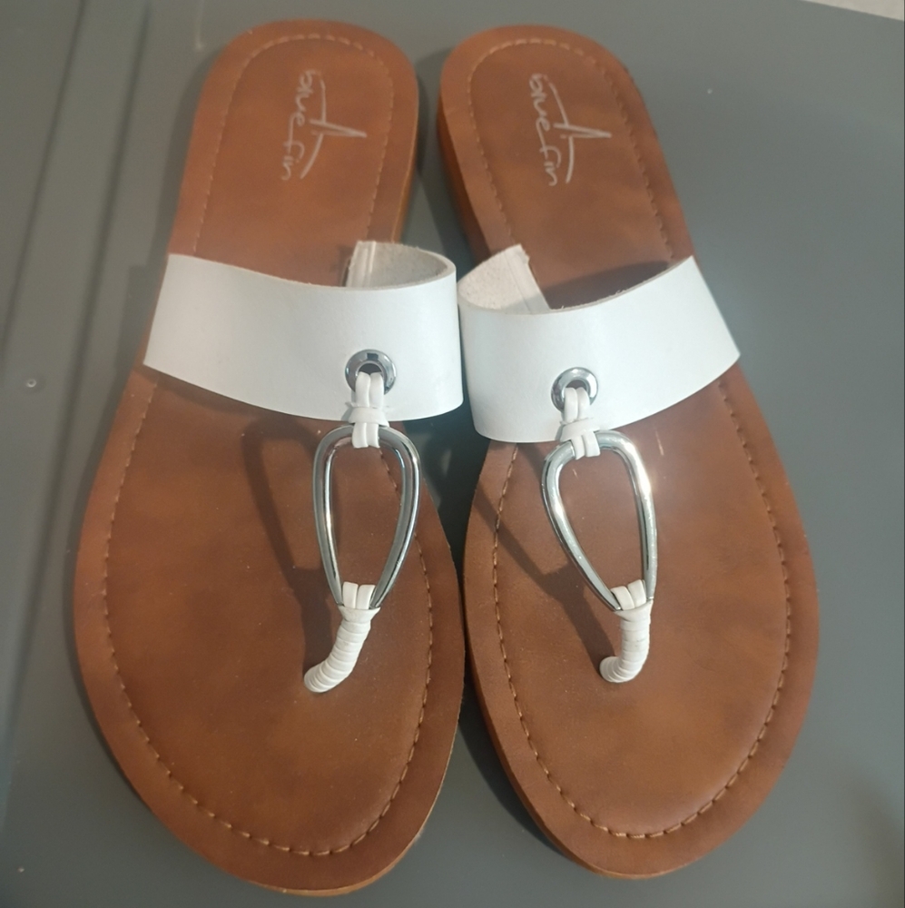 White and Brown Sandals